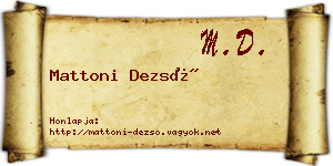Mattoni Dezső névjegykártya